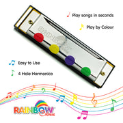 4 Hole Colour Coded Harmonica, Key of C, With Book & Stickers