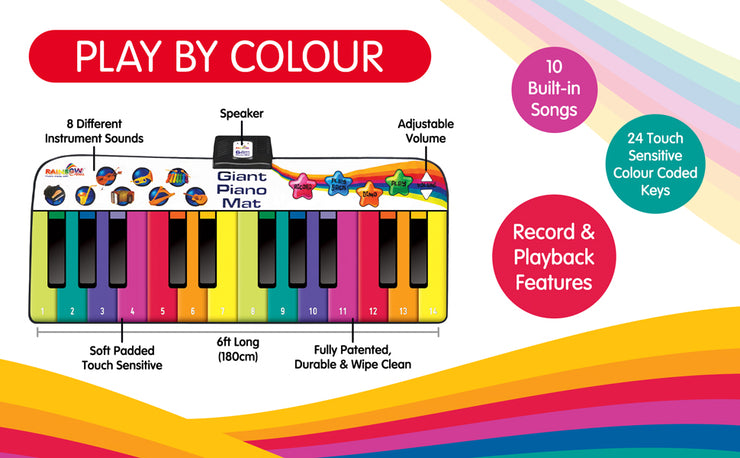 Rainbow Colours Giant 6F Piano Mat